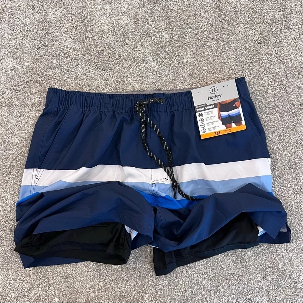 Hurley Swim Short Trunks Fit Men’s Size XXL 7.5” Blue 1656659 NWT Beach Swim,